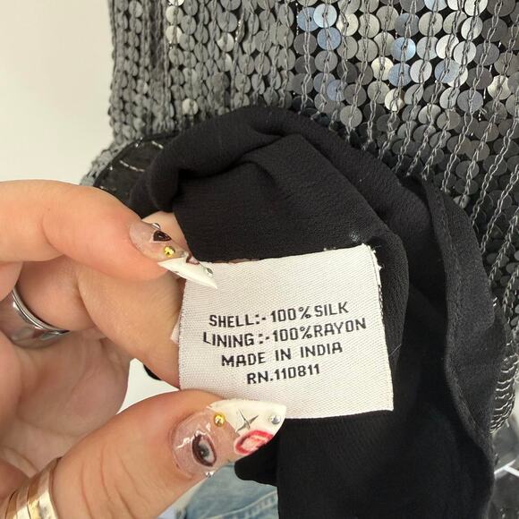 VINTAGE SILK SEQUIN MADE IN INDIA DRESS - Picture 8 of 8